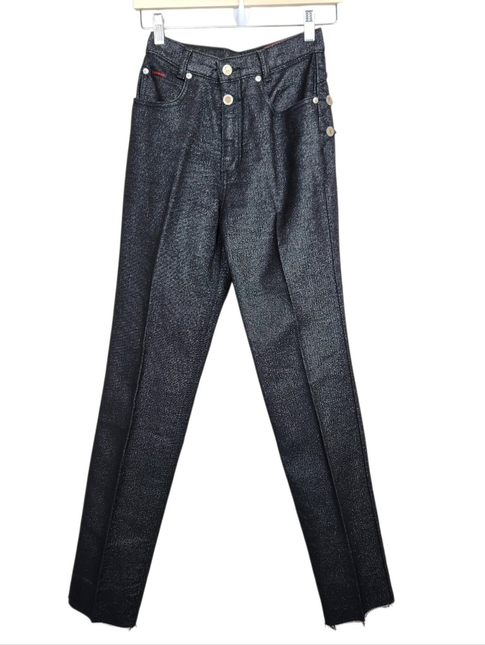 Black Metallic Straight-Leg Women’s Jeans